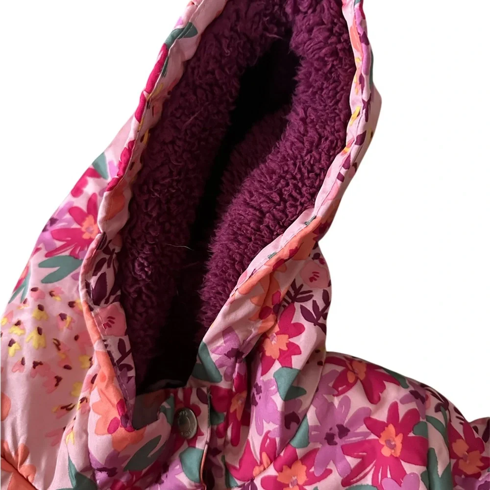 Carter’s Kids Floral Pink Puffer Jacket with Hood - Picture 4 of 5